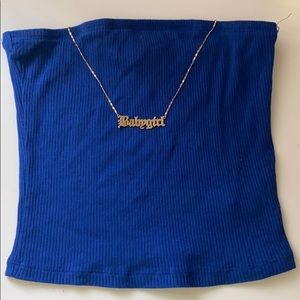 Blue tube top (necklace not included)